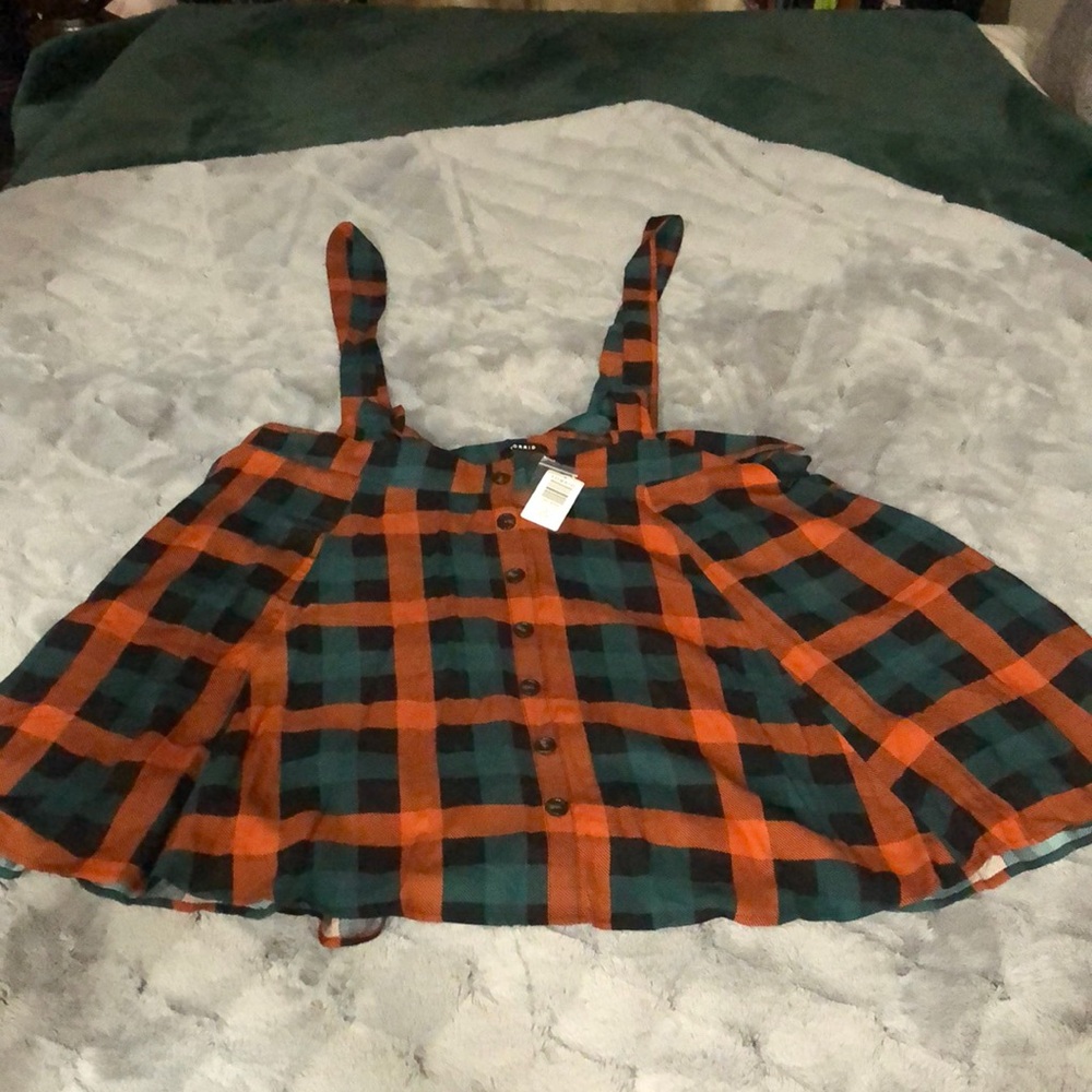BNWT Torrid Green and Orange Plaid Challis Skirtall